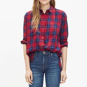Madewell oversized boyshirt in Edina plaid, xxs